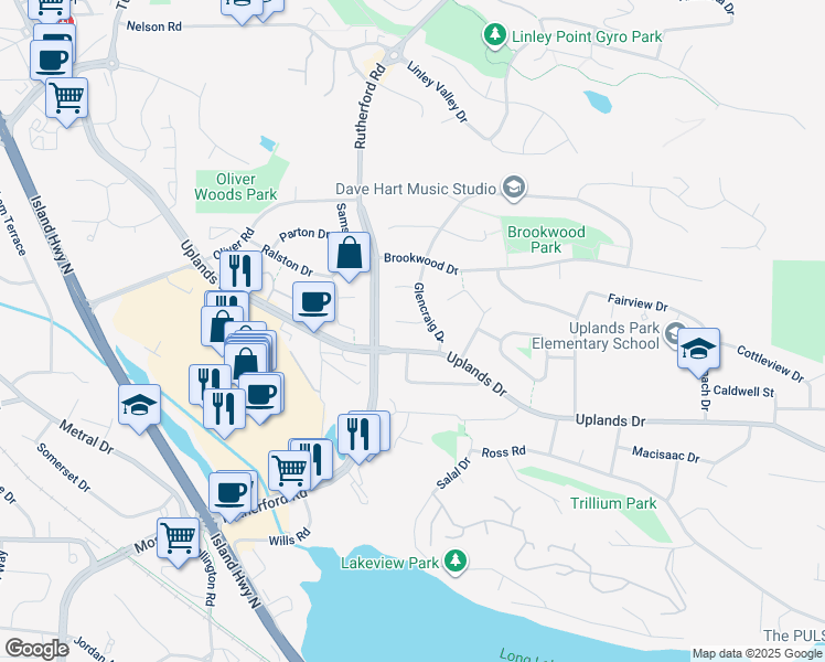 map of restaurants, bars, coffee shops, grocery stores, and more near 4330 Martin Place in Nanaimo