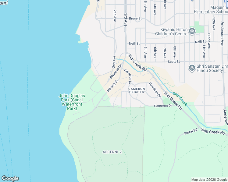 map of restaurants, bars, coffee shops, grocery stores, and more near 2209 Mallory Drive in Port Alberni