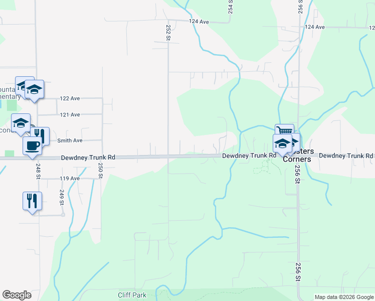 map of restaurants, bars, coffee shops, grocery stores, and more near 25265 Dewdney Trunk Road in Maple Ridge