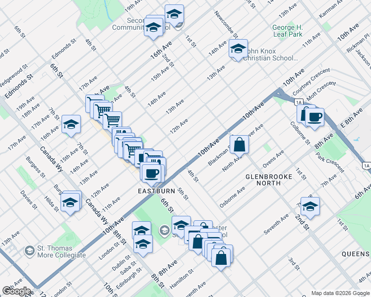 map of restaurants, bars, coffee shops, grocery stores, and more near 8012 11th Avenue in Burnaby