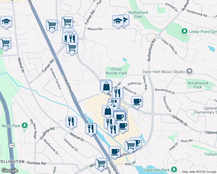 map of restaurants, bars, coffee shops, grocery stores, and more near 5934 Kaden Place in Nanaimo