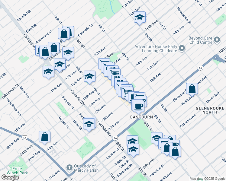map of restaurants, bars, coffee shops, grocery stores, and more near 7747 6th Street in Burnaby