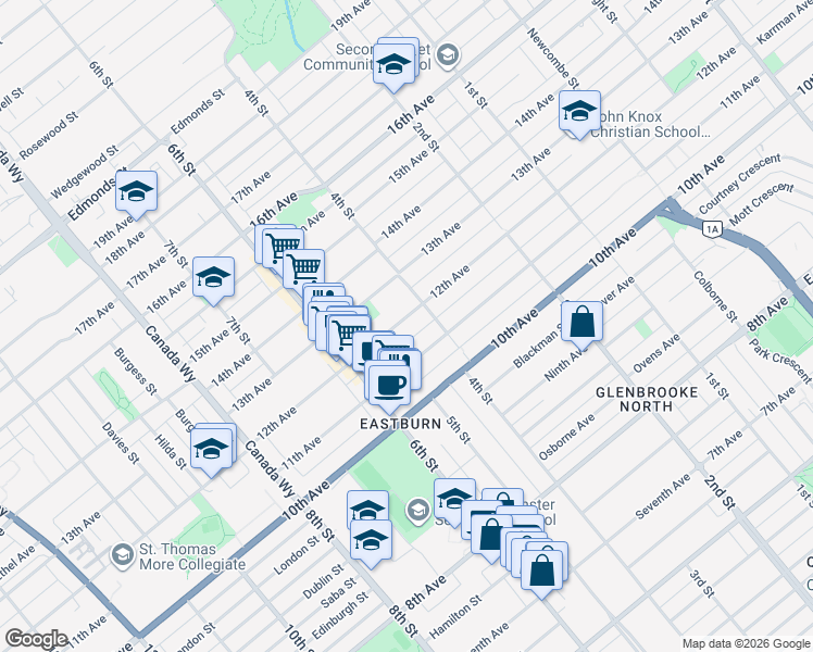map of restaurants, bars, coffee shops, grocery stores, and more near 7974 12th Avenue in Burnaby
