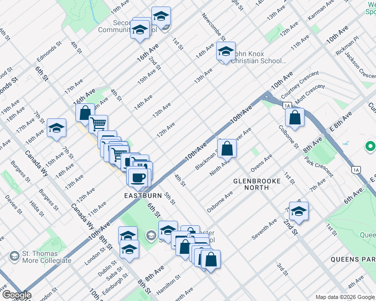 map of restaurants, bars, coffee shops, grocery stores, and more near 8041 10th Avenue in Burnaby