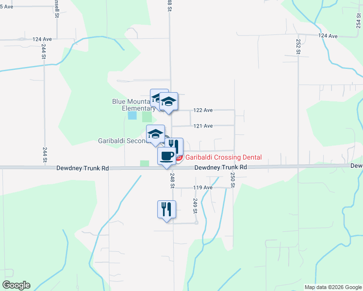 map of restaurants, bars, coffee shops, grocery stores, and more near 24835 Smith Avenue in Maple Ridge