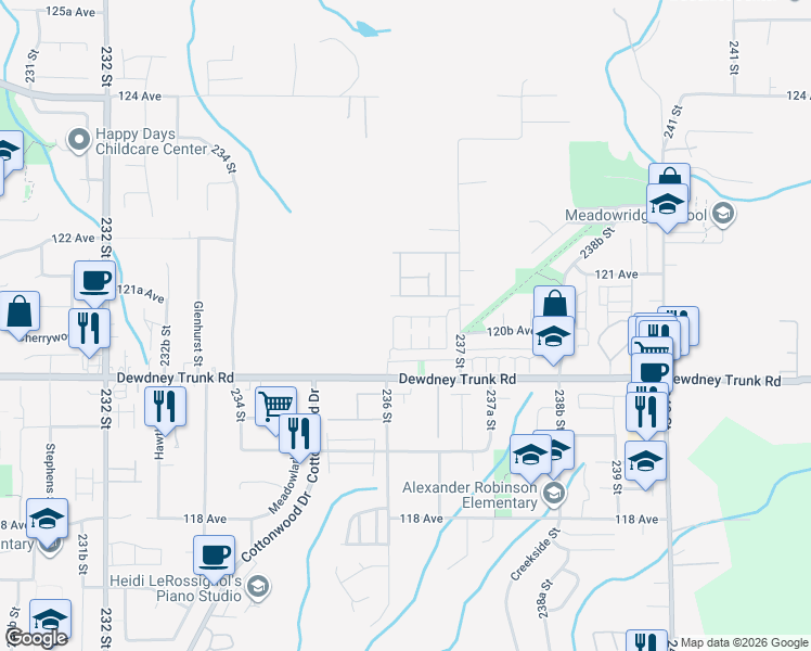 map of restaurants, bars, coffee shops, grocery stores, and more near in Maple Ridge