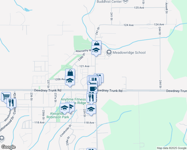 map of restaurants, bars, coffee shops, grocery stores, and more near 23998 120B Avenue in Maple Ridge