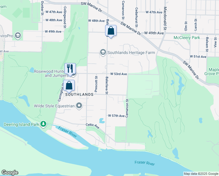 map of restaurants, bars, coffee shops, grocery stores, and more near 7026 Balaclava Street in Vancouver