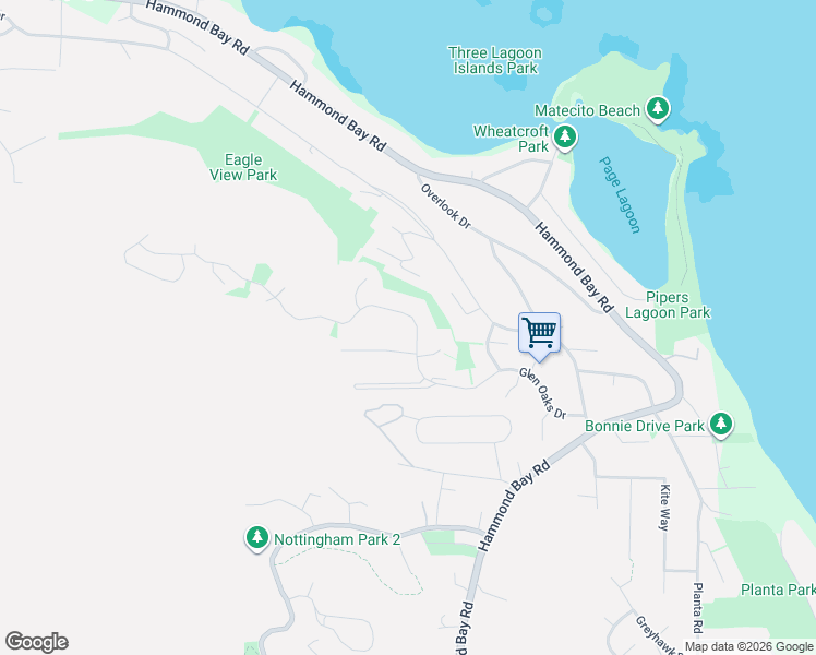 map of restaurants, bars, coffee shops, grocery stores, and more near 3702 Glen Oaks Drive in Nanaimo