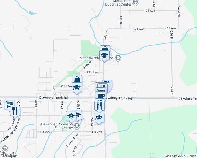 map of restaurants, bars, coffee shops, grocery stores, and more near 23987 120B Avenue in Maple Ridge