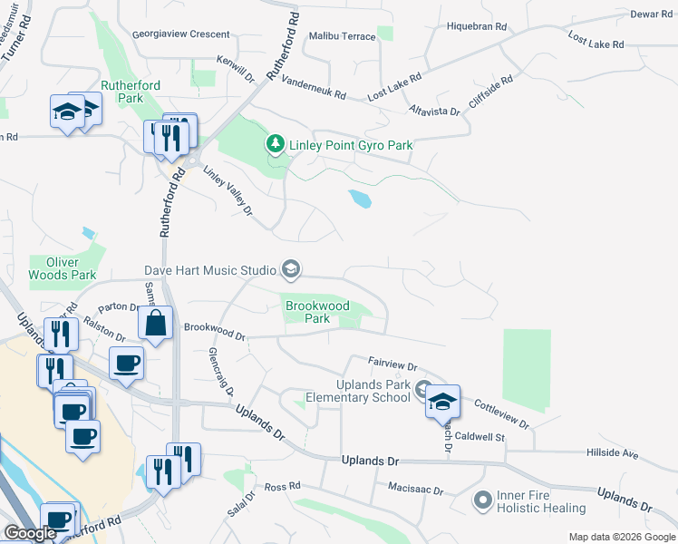 map of restaurants, bars, coffee shops, grocery stores, and more near 5396 Colbourne Drive in Nanaimo