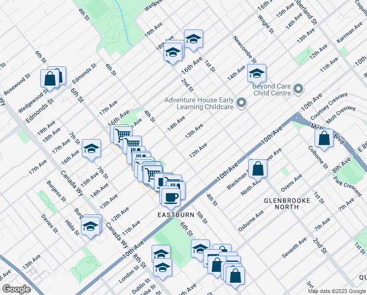 map of restaurants, bars, coffee shops, grocery stores, and more near 8012 13th Avenue in Burnaby