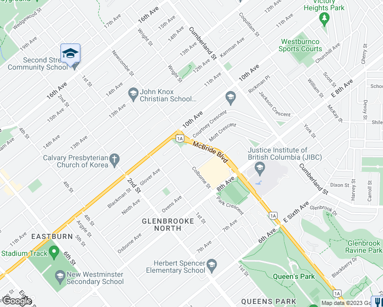 map of restaurants, bars, coffee shops, grocery stores, and more near 901 Colborne Street in New Westminster
