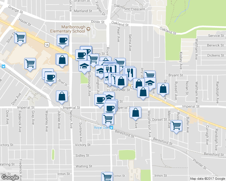 map of restaurants, bars, coffee shops, grocery stores, and more near in Burnaby