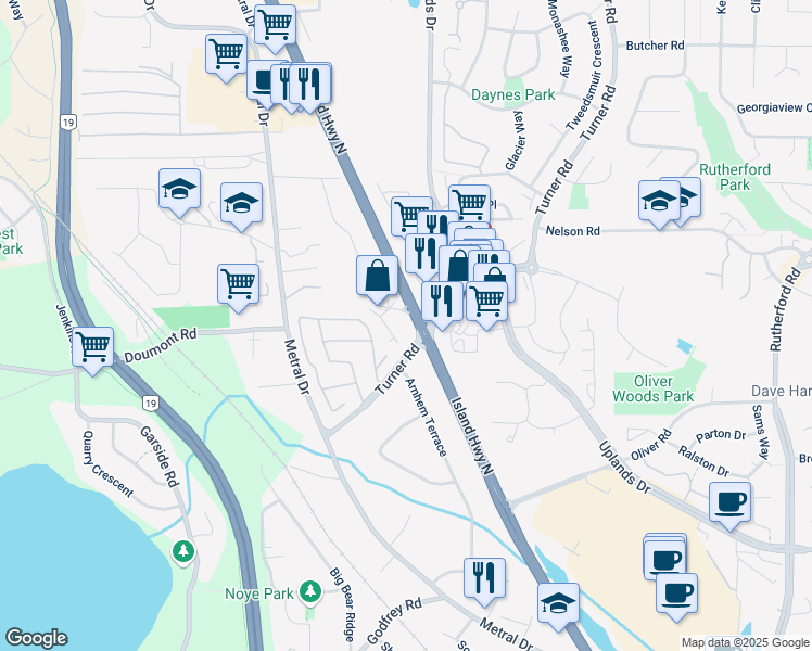map of restaurants, bars, coffee shops, grocery stores, and more near in Nanaimo