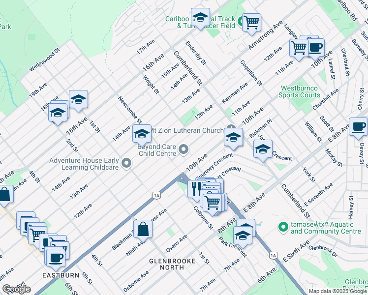 map of restaurants, bars, coffee shops, grocery stores, and more near 8353 11th Avenue in Burnaby