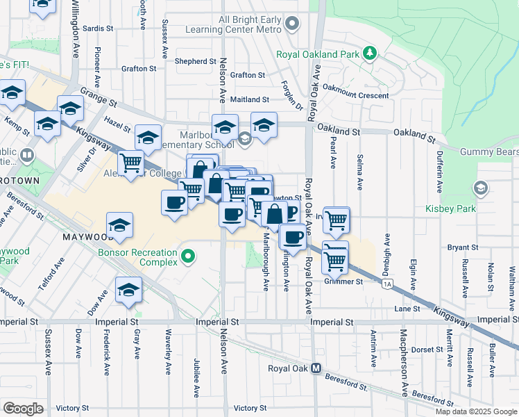 map of restaurants, bars, coffee shops, grocery stores, and more near in Burnaby