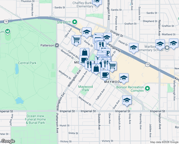 map of restaurants, bars, coffee shops, grocery stores, and more near 4378 Beresford Street in Burnaby