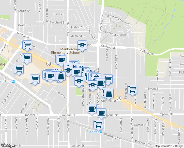map of restaurants, bars, coffee shops, grocery stores, and more near in Burnaby