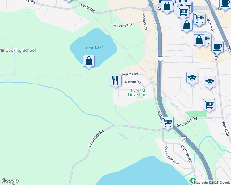 map of restaurants, bars, coffee shops, grocery stores, and more near 6029 Wardun Drive in Nanaimo