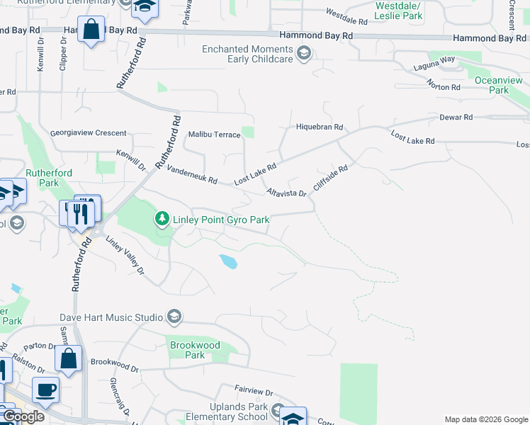 map of restaurants, bars, coffee shops, grocery stores, and more near 5348 Cascara Drive in Nanaimo