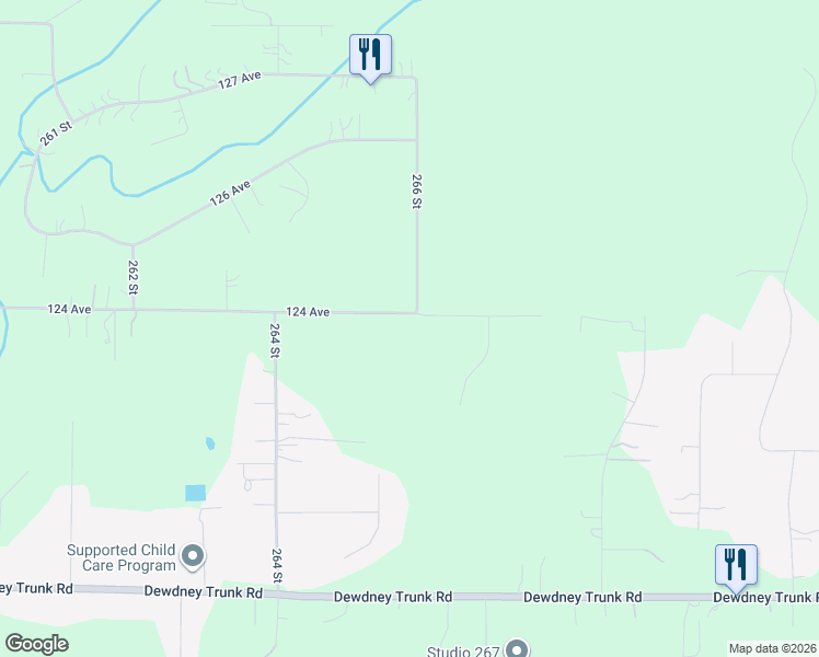 map of restaurants, bars, coffee shops, grocery stores, and more near 26580 124 Avenue in Maple Ridge
