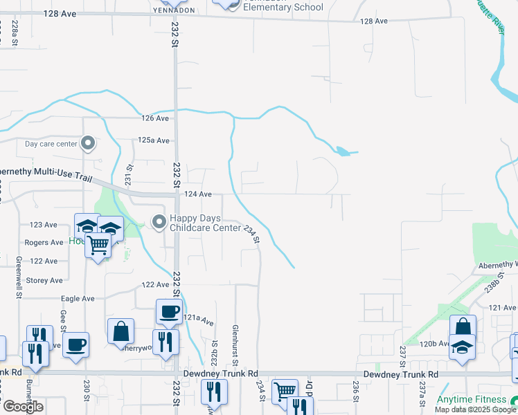 map of restaurants, bars, coffee shops, grocery stores, and more near 23376 124 Avenue in Maple Ridge