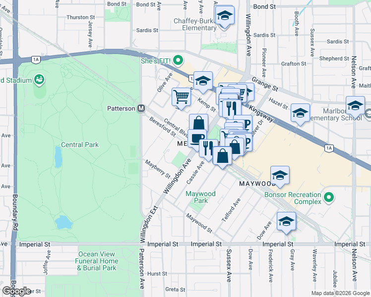 map of restaurants, bars, coffee shops, grocery stores, and more near 4350 Beresford Street in Burnaby