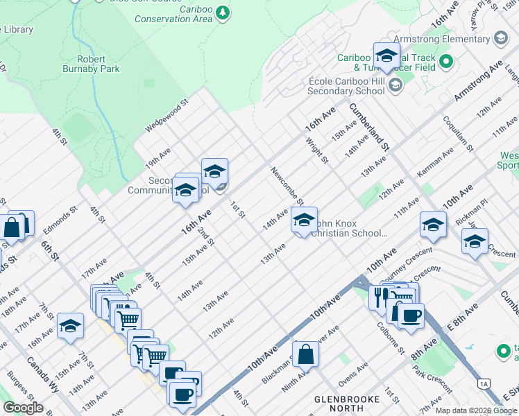 map of restaurants, bars, coffee shops, grocery stores, and more near 8232 15th Avenue in Burnaby