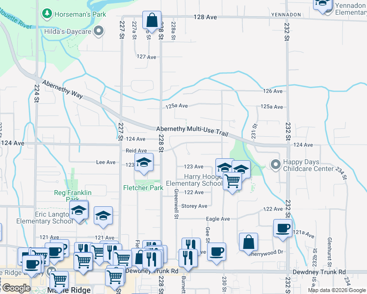 map of restaurants, bars, coffee shops, grocery stores, and more near in Maple Ridge