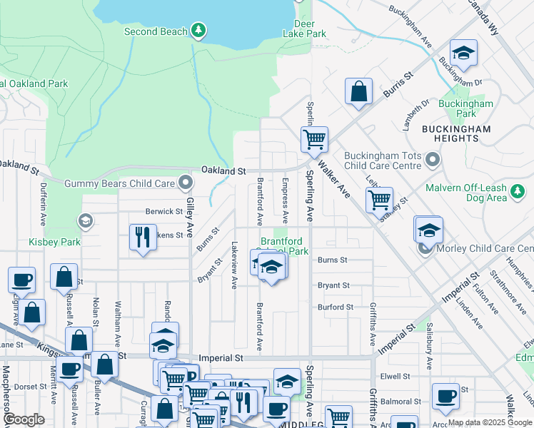 map of restaurants, bars, coffee shops, grocery stores, and more near 6636 Stanley Street in Burnaby