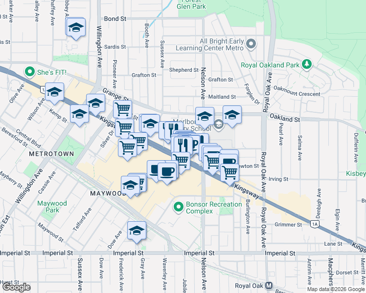 map of restaurants, bars, coffee shops, grocery stores, and more near in Burnaby