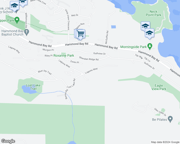 map of restaurants, bars, coffee shops, grocery stores, and more near 4667 Laguna Way in Nanaimo