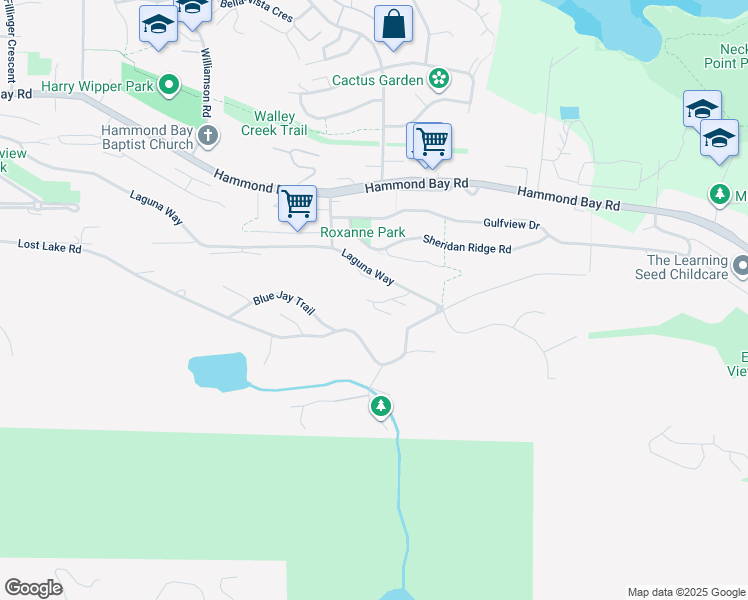 map of restaurants, bars, coffee shops, grocery stores, and more near 4821 Laguna Way in Nanaimo