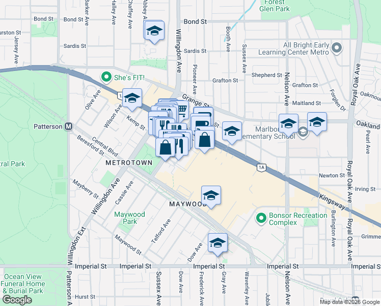 map of restaurants, bars, coffee shops, grocery stores, and more near in Burnaby