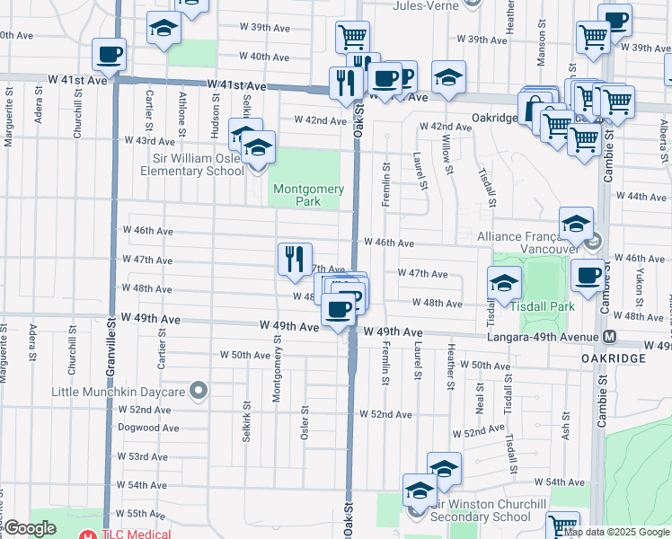 map of restaurants, bars, coffee shops, grocery stores, and more near 1014 West 47th Avenue in Vancouver