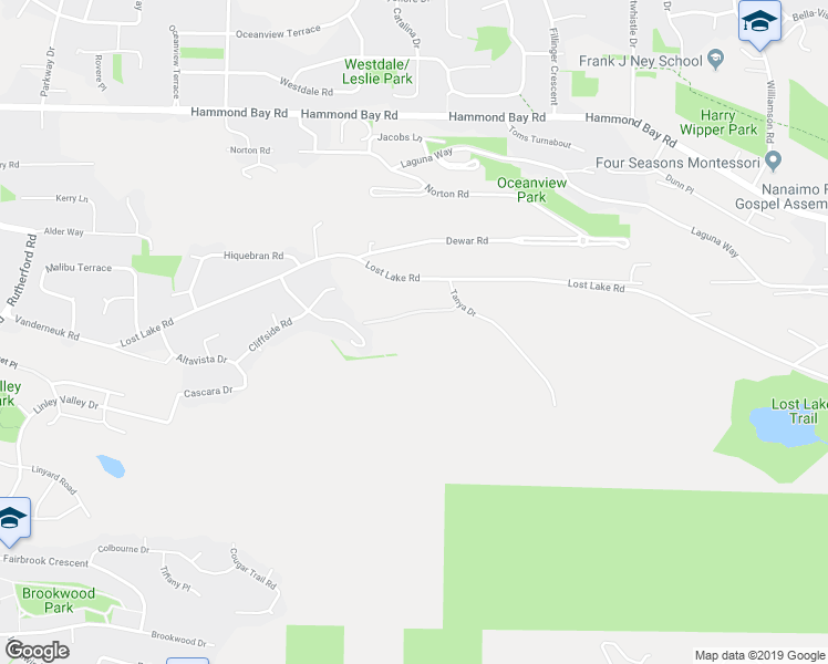 map of restaurants, bars, coffee shops, grocery stores, and more near 5341 Tanya Drive in Nanaimo