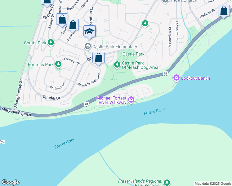 map of restaurants, bars, coffee shops, grocery stores, and more near 2381 Argue Street in Port Coquitlam