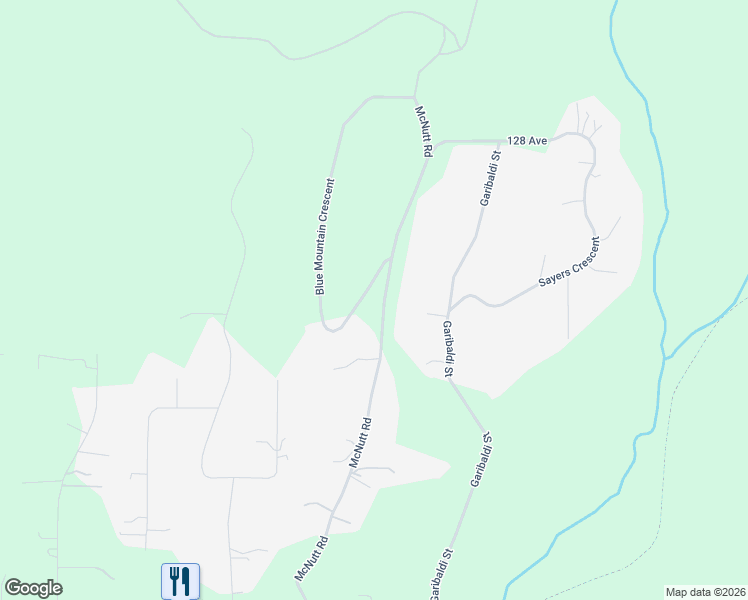 map of restaurants, bars, coffee shops, grocery stores, and more near 12540 Blue Mountain Crescent in Maple Ridge