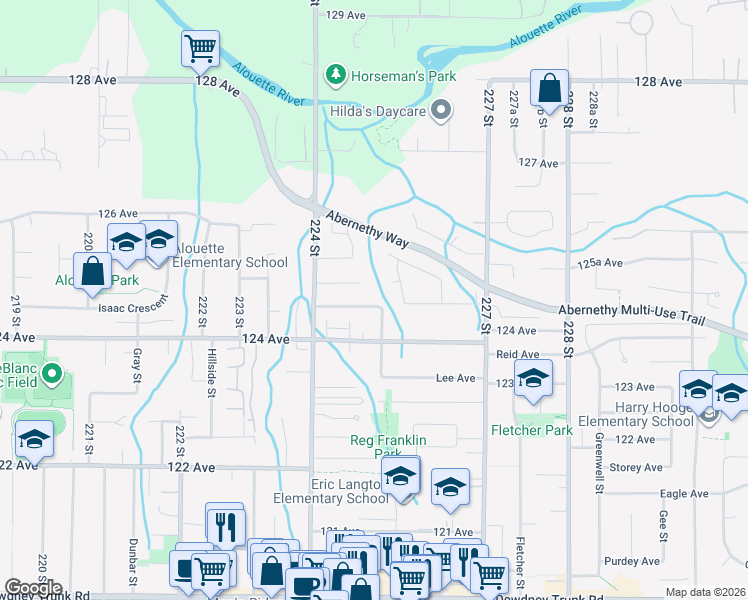 map of restaurants, bars, coffee shops, grocery stores, and more near in Maple Ridge