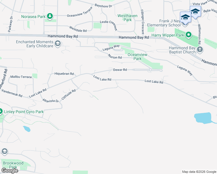 map of restaurants, bars, coffee shops, grocery stores, and more near 5341 Tanya Drive in Nanaimo