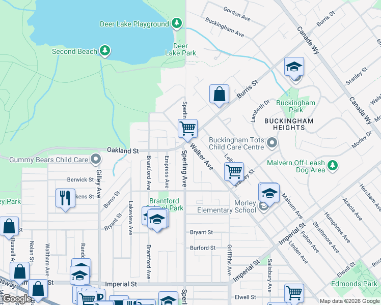 map of restaurants, bars, coffee shops, grocery stores, and more near 6012 Sperling Avenue in Burnaby