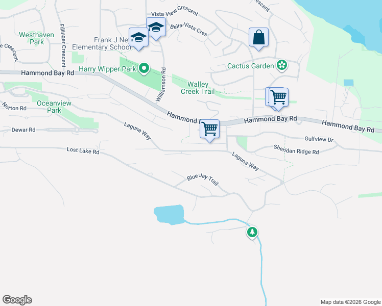 map of restaurants, bars, coffee shops, grocery stores, and more near 4925 Laguna Way in Nanaimo