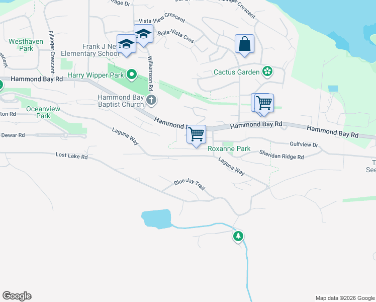 map of restaurants, bars, coffee shops, grocery stores, and more near 47 Riley Place in Nanaimo