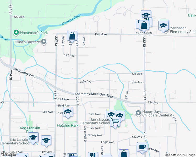 map of restaurants, bars, coffee shops, grocery stores, and more near in Maple Ridge