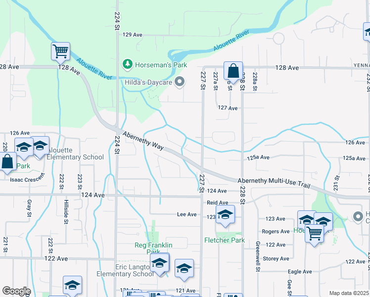 map of restaurants, bars, coffee shops, grocery stores, and more near 22640 125A Avenue in Maple Ridge