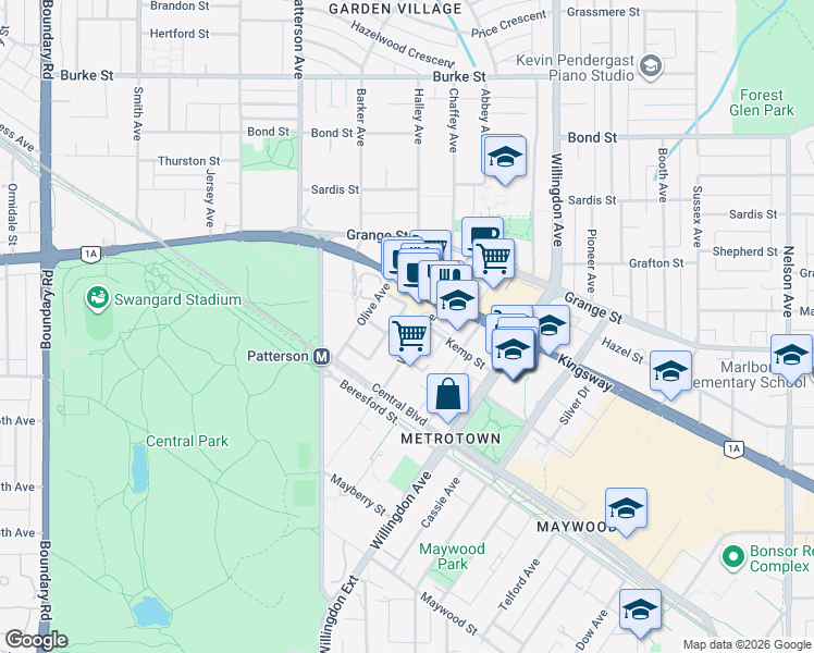 map of restaurants, bars, coffee shops, grocery stores, and more near 6044 Wilson Avenue in Burnaby