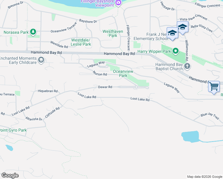map of restaurants, bars, coffee shops, grocery stores, and more near 5323 Dewar Road in Nanaimo