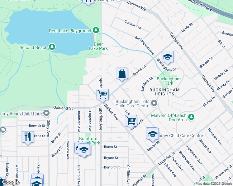 map of restaurants, bars, coffee shops, grocery stores, and more near 7370 Burris Street in Burnaby
