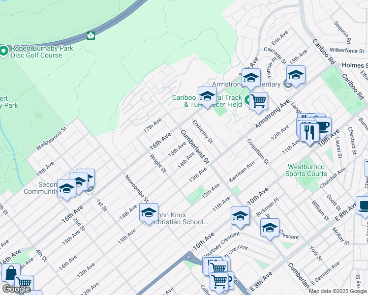 map of restaurants, bars, coffee shops, grocery stores, and more near 8478 15th Avenue in Burnaby
